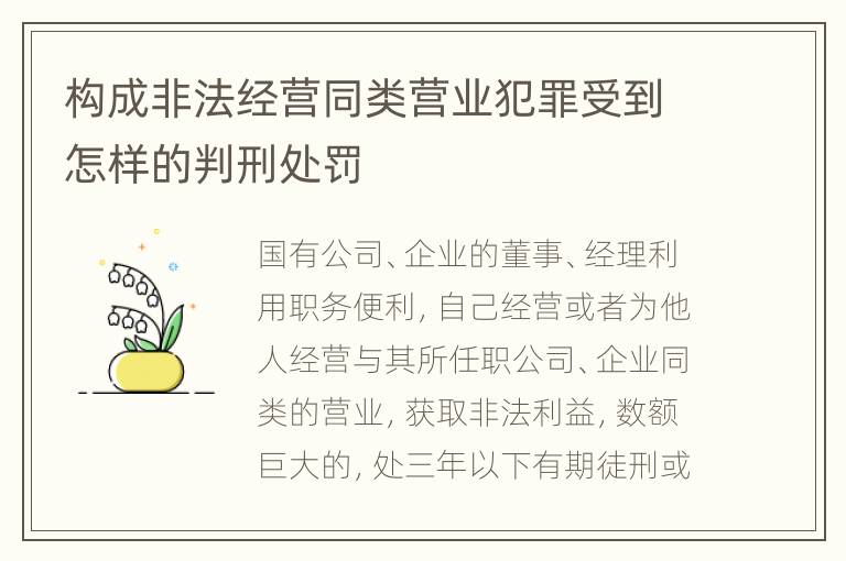 构成非法经营同类营业犯罪受到怎样的判刑处罚