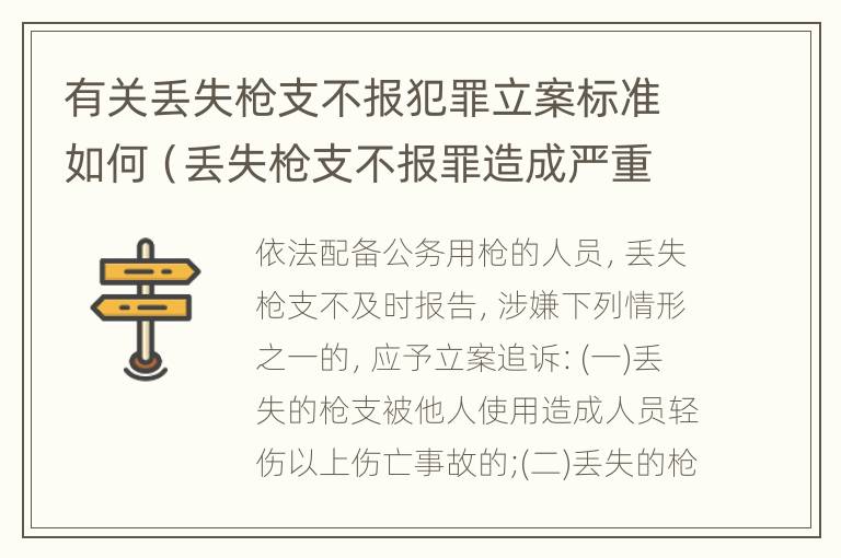 有关丢失枪支不报犯罪立案标准如何（丢失枪支不报罪造成严重后果）