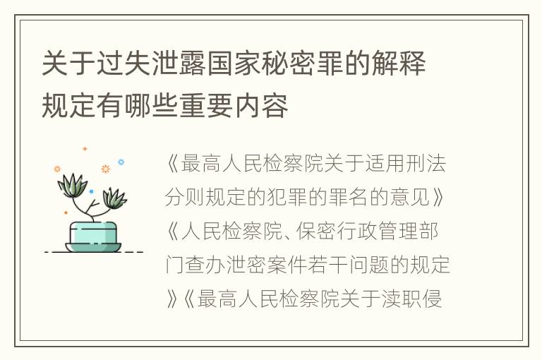 关于过失泄露国家秘密罪的解释规定有哪些重要内容