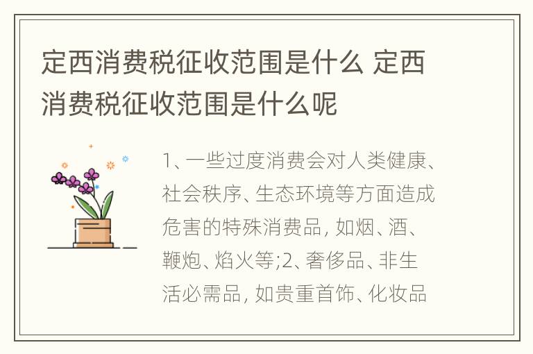 定西消费税征收范围是什么 定西消费税征收范围是什么呢