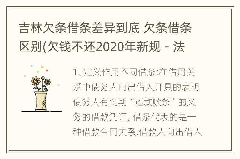 吉林欠条借条差异到底 欠条借条区别(欠钱不还2020年新规 - 法律之家