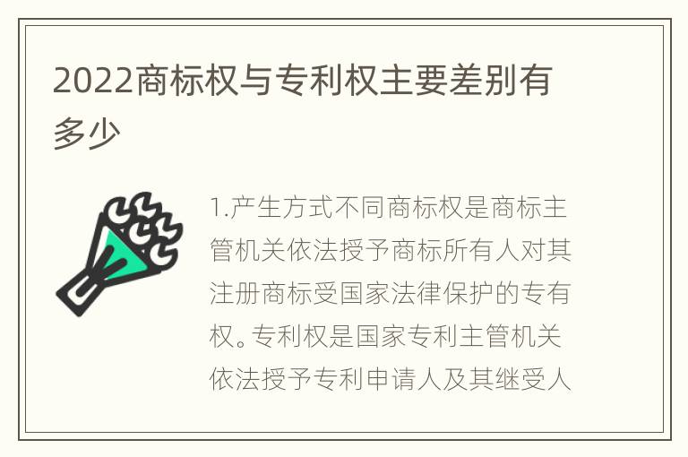 2022商标权与专利权主要差别有多少