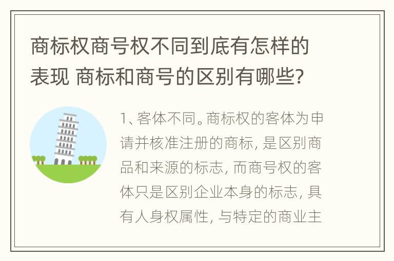 商标权商号权不同到底有怎样的表现 商标和商号的区别有哪些?