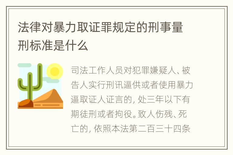 法律对暴力取证罪规定的刑事量刑标准是什么