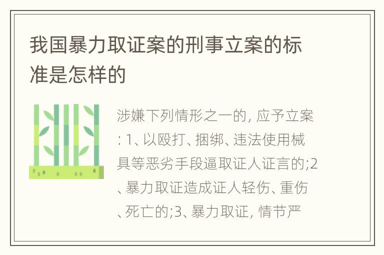 我国暴力取证案的刑事立案的标准是怎样的