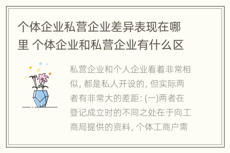 个体企业私营企业差异表现在哪里 个体企业和私营企业有什么区别和联系