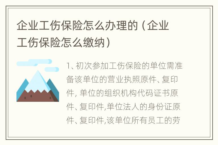 企业工伤保险怎么办理的（企业工伤保险怎么缴纳）