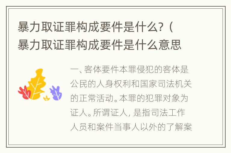 暴力取证罪构成要件是什么？（暴力取证罪构成要件是什么意思）