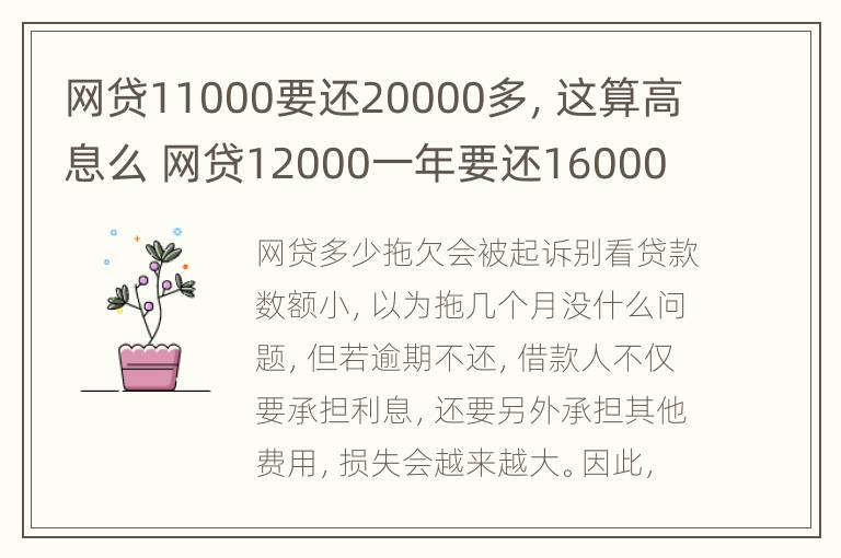 网贷11000要还20000多，这算高息么 网贷12000一年要还16000