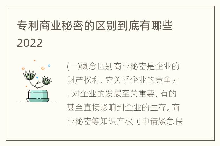 专利商业秘密的区别到底有哪些2022