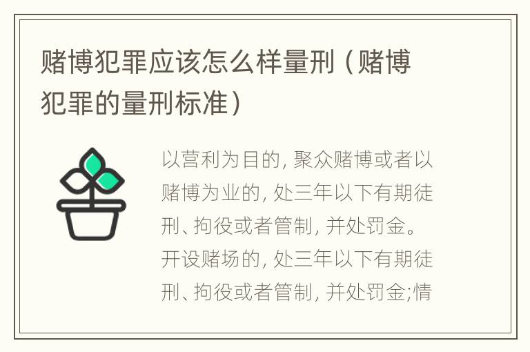 赌博犯罪应该怎么样量刑（赌博犯罪的量刑标准）