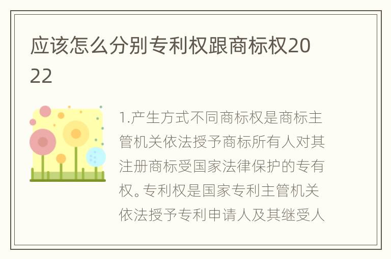 应该怎么分别专利权跟商标权2022