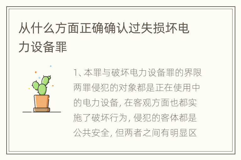 从什么方面正确确认过失损坏电力设备罪