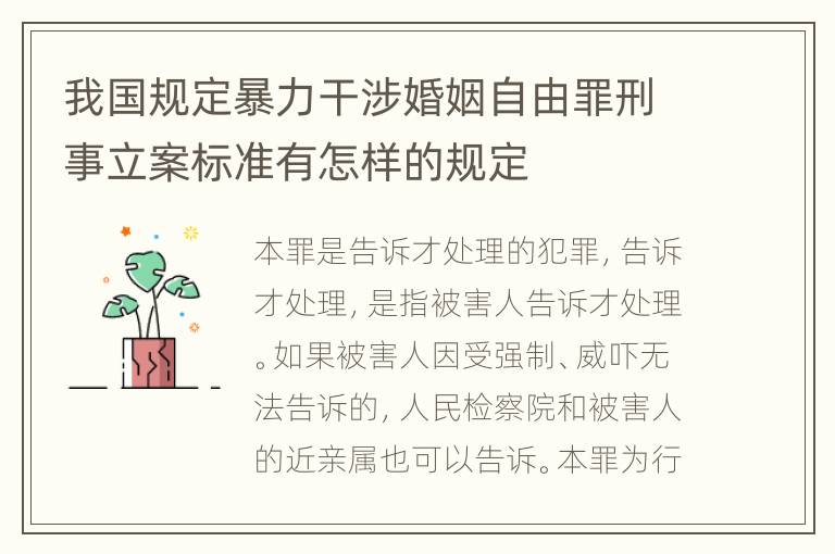 我国规定暴力干涉婚姻自由罪刑事立案标准有怎样的规定