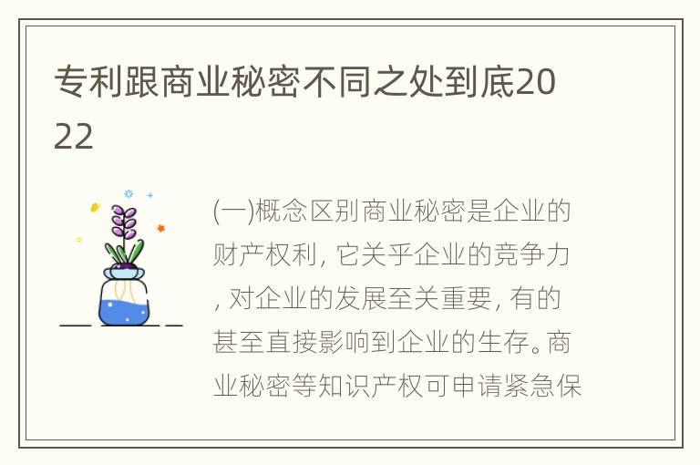 专利跟商业秘密不同之处到底2022