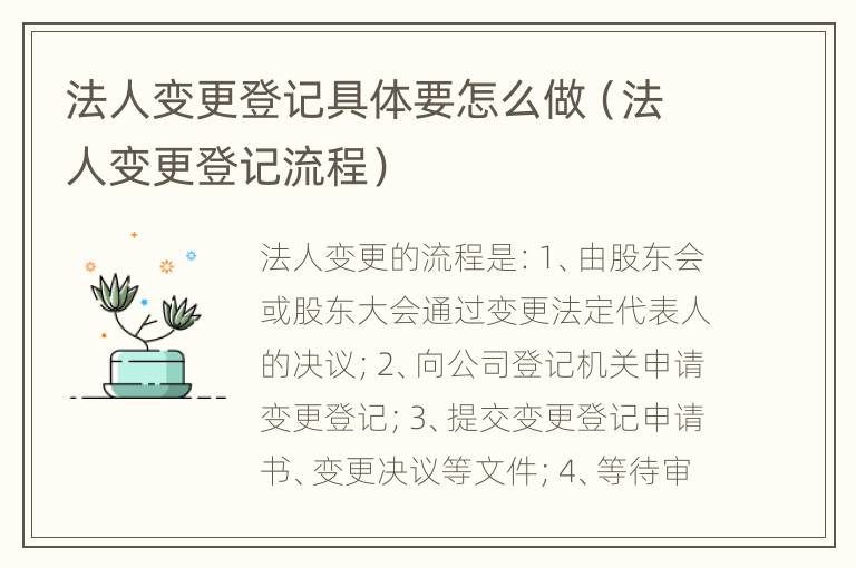 法人变更登记具体要怎么做（法人变更登记流程）