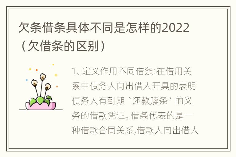 欠条借条具体不同是怎样的2022（欠借条的区别）