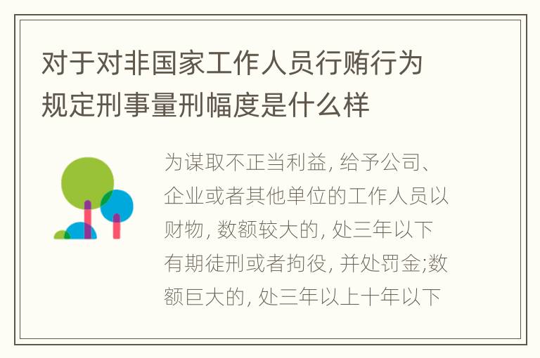 对于对非国家工作人员行贿行为规定刑事量刑幅度是什么样