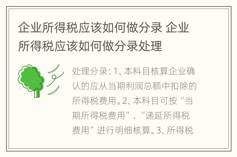 企业所得税应该如何做分录 企业所得税应该如何做分录处理