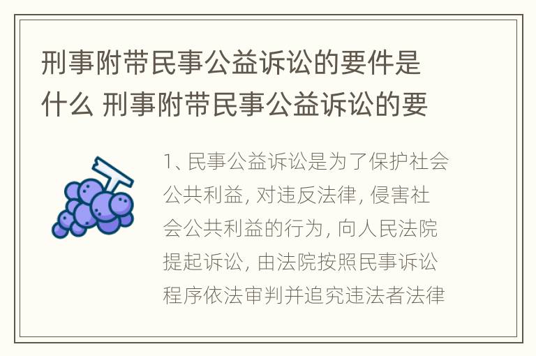 刑事附带民事公益诉讼的要件是什么 刑事附带民事公益诉讼的要件是什么意思