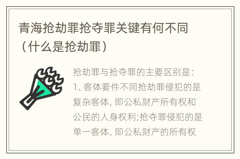 青海抢劫罪抢夺罪关键有何不同（什么是抢劫罪）