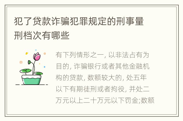 犯了贷款诈骗犯罪规定的刑事量刑档次有哪些