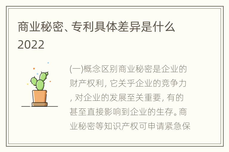 商业秘密、专利具体差异是什么2022