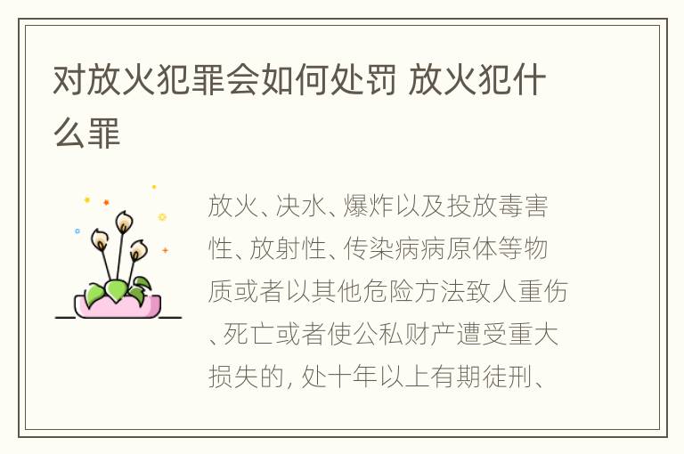 对放火犯罪会如何处罚 放火犯什么罪