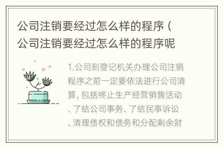 公司注销要经过怎么样的程序（公司注销要经过怎么样的程序呢）