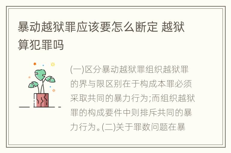 暴动越狱罪应该要怎么断定 越狱算犯罪吗