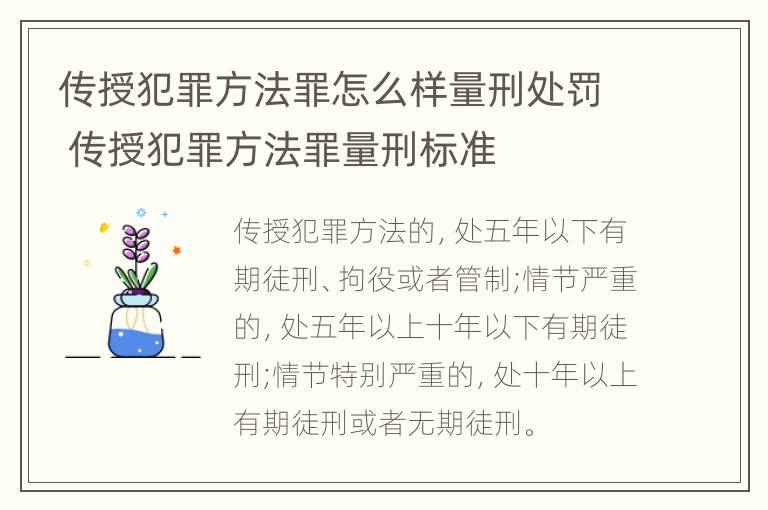 传授犯罪方法罪怎么样量刑处罚 传授犯罪方法罪量刑标准