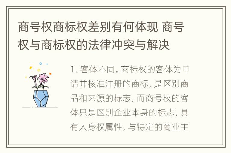 商号权商标权差别有何体现 商号权与商标权的法律冲突与解决