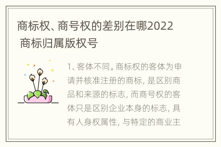 商标权、商号权的差别在哪2022 商标归属版权号