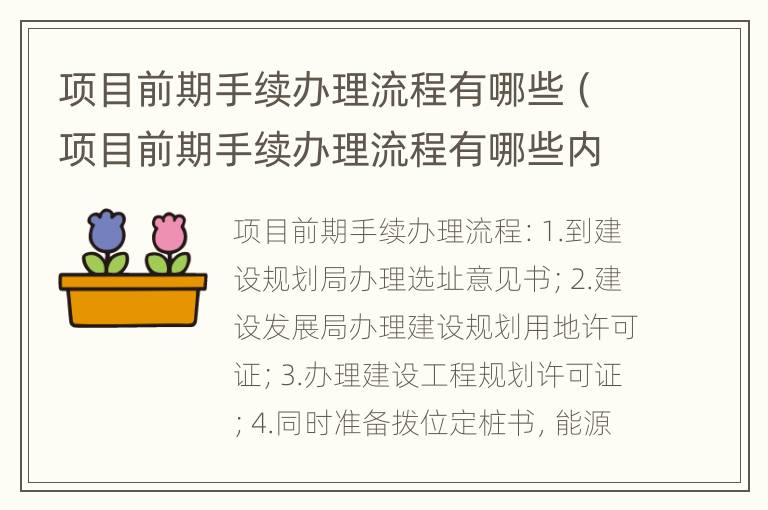 项目前期手续办理流程有哪些（项目前期手续办理流程有哪些内容）