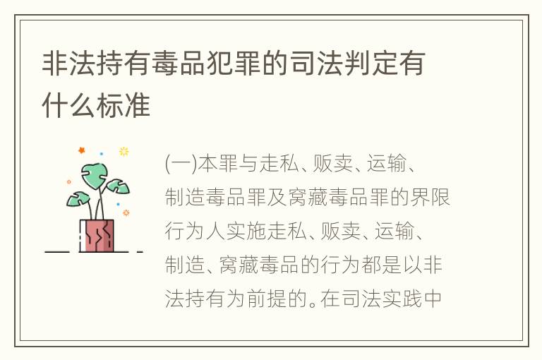 非法持有毒品犯罪的司法判定有什么标准