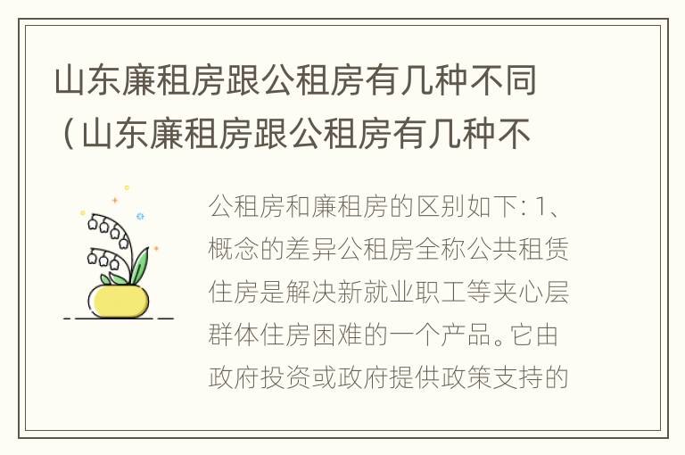 山东廉租房跟公租房有几种不同（山东廉租房跟公租房有几种不同的区别）