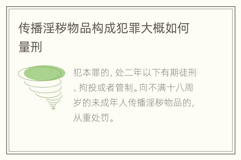 传播淫秽物品构成犯罪大概如何量刑