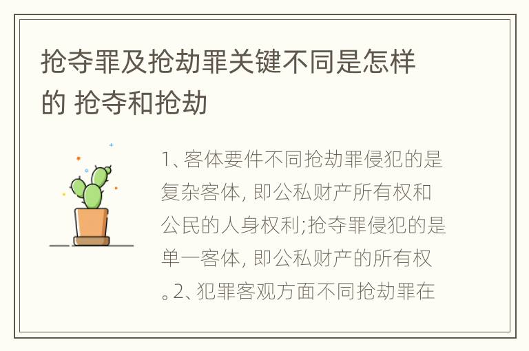 抢夺罪及抢劫罪关键不同是怎样的 抢夺和抢劫