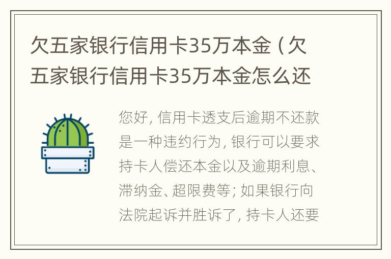 欠五家银行信用卡35万本金（欠五家银行信用卡35万本金怎么还）