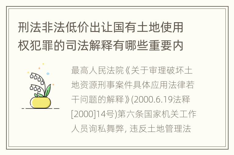 刑法非法低价出让国有土地使用权犯罪的司法解释有哪些重要内容