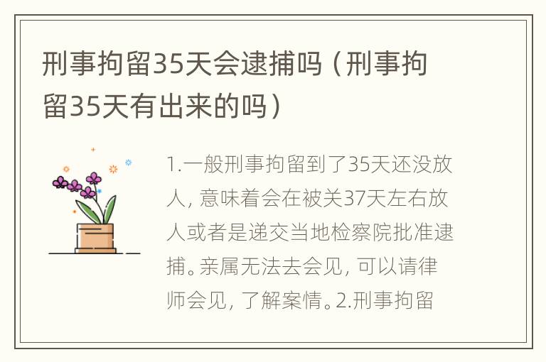 刑事拘留35天会逮捕吗（刑事拘留35天有出来的吗）