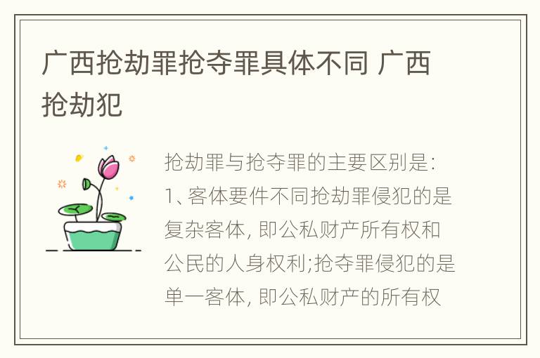 广西抢劫罪抢夺罪具体不同 广西抢劫犯