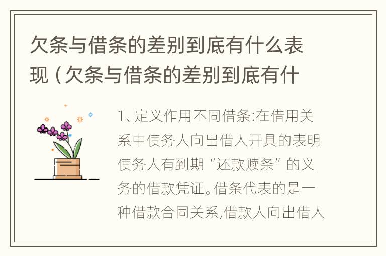 欠条与借条的差别到底有什么表现（欠条与借条的差别到底有什么表现和作用）