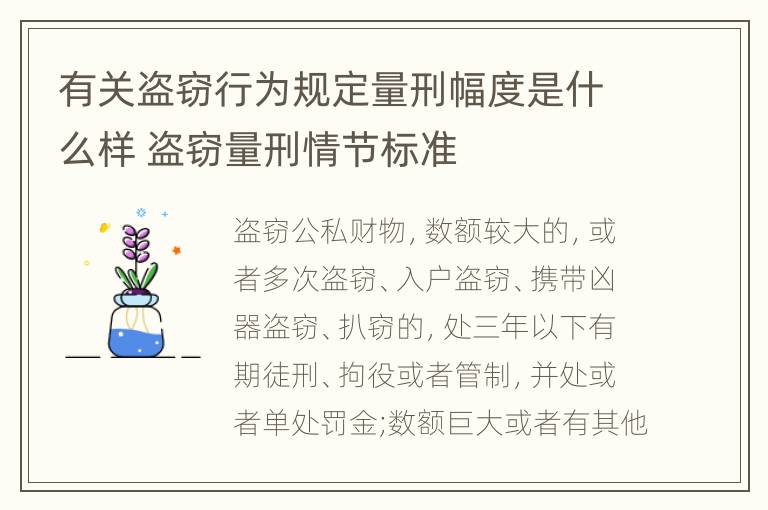 有关盗窃行为规定量刑幅度是什么样 盗窃量刑情节标准