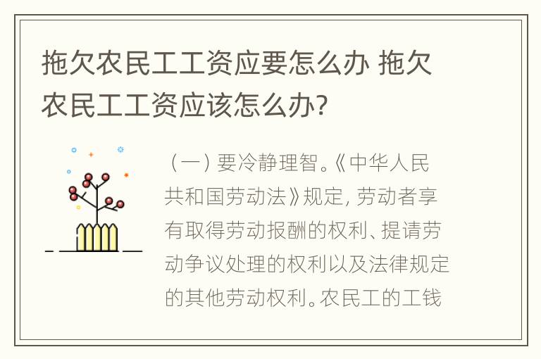 拖欠农民工工资应要怎么办 拖欠农民工工资应该怎么办?