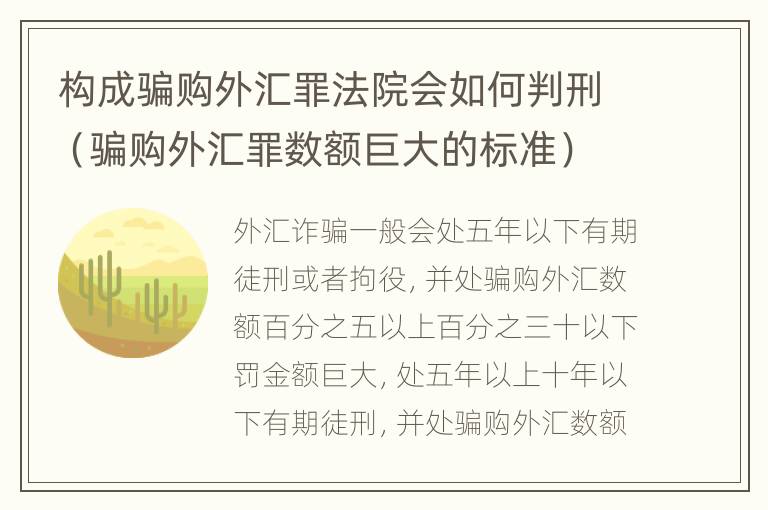 构成骗购外汇罪法院会如何判刑（骗购外汇罪数额巨大的标准）