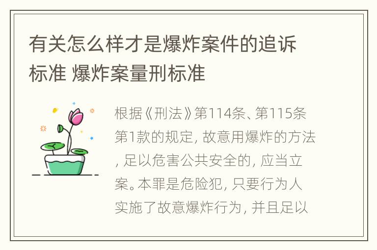 有关怎么样才是爆炸案件的追诉标准 爆炸案量刑标准