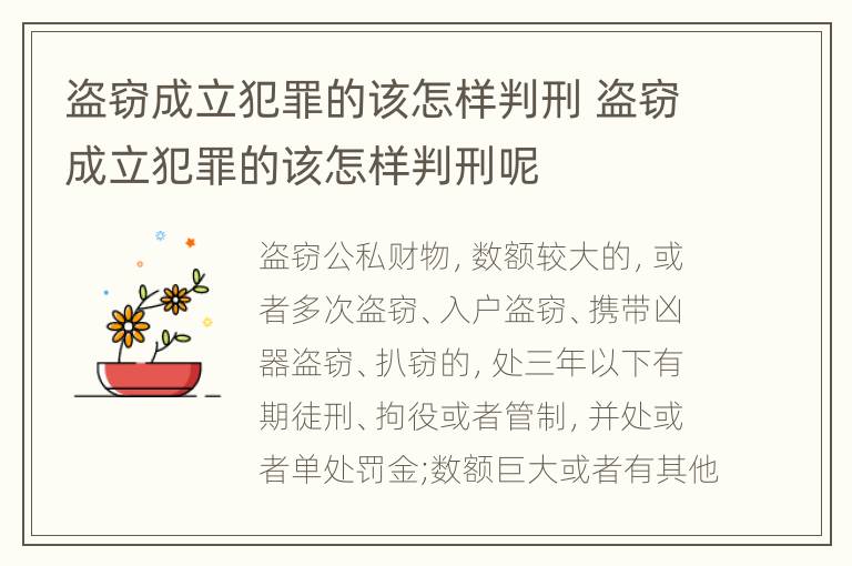 盗窃成立犯罪的该怎样判刑 盗窃成立犯罪的该怎样判刑呢