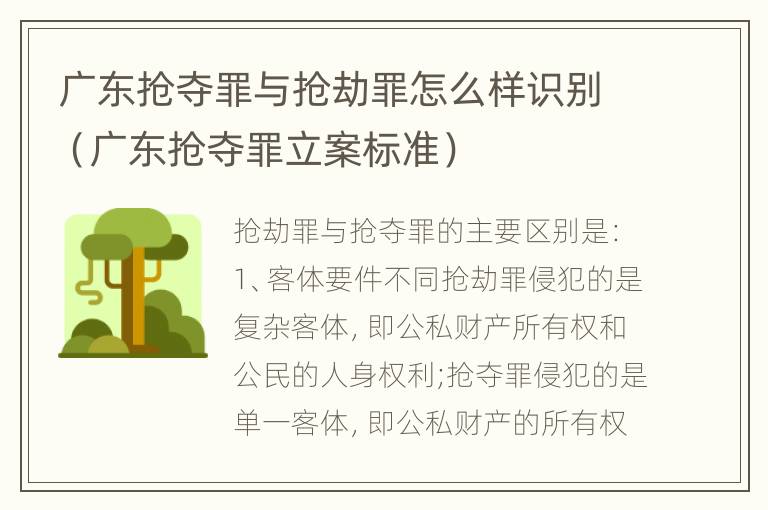 广东抢夺罪与抢劫罪怎么样识别（广东抢夺罪立案标准）