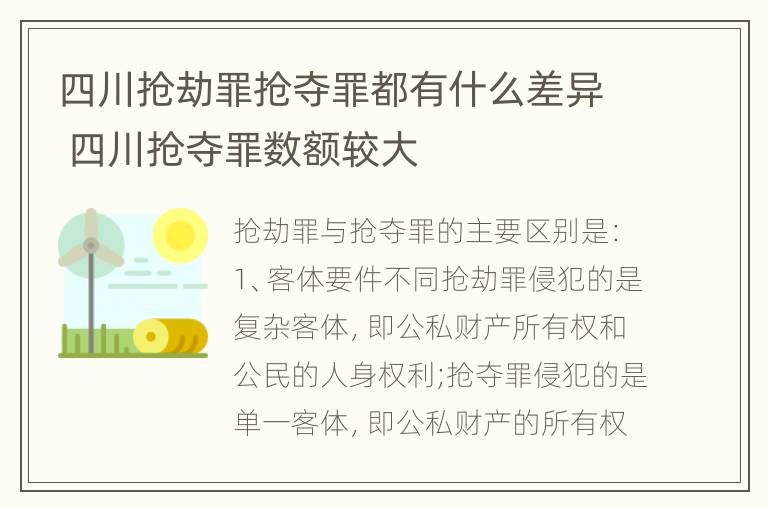 四川抢劫罪抢夺罪都有什么差异 四川抢夺罪数额较大